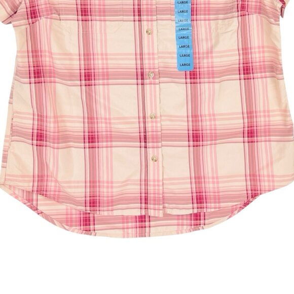 Eddie Bauer Women’s Short Sleeve Adventure Pink Shirt Size L Buttons NWT $54.99 - Picture 5 of 13